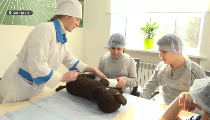 Барнаульские школьники попробовали на себе профессию ветеринарного фельдшера