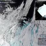 Роскосмос показал фото колоссального айсберга, сделанное со спутника