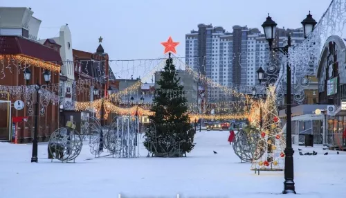 В Барнауле возводят новогодний городок на Мало-Тобольской. Фото