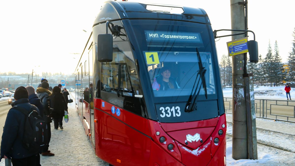 Первый трамвай из Белоруссии, вышедший на маршрут №1