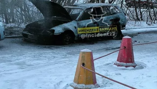 В Барнауле рядом с автосервисом загорелась иномарка