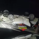 На трассе рядом с Рубцовском ночью перевернулся на крышу легковой автомобиль