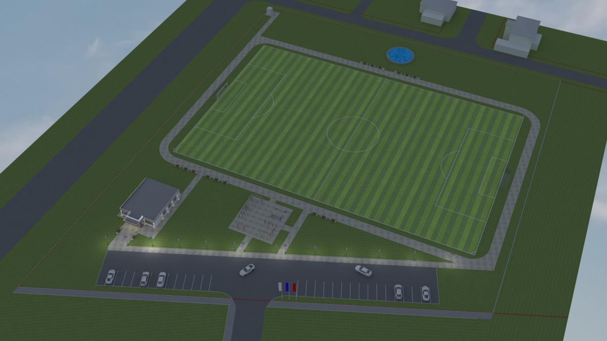 Визуализация проекта строительства футбольного поля в Барнауле