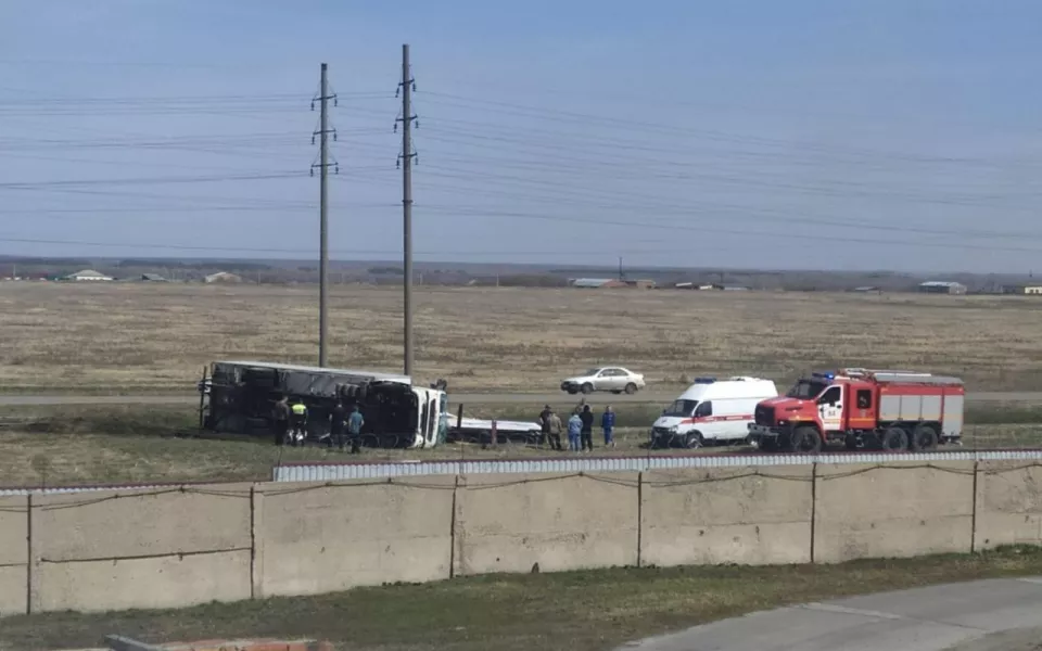 В Алтайском крае грузовик слетел в кювет и врезался в рекламный щит  водитель погиб