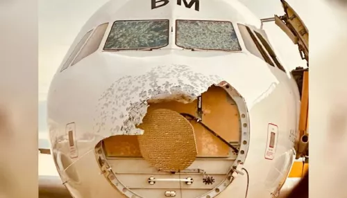 Град пробил лобовое стекло и сломал нос пассажирского самолета