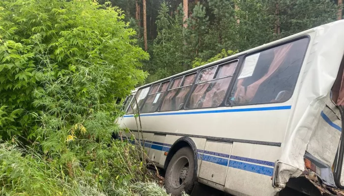 В Бийске автобус столкнулся с грузовиком и сбил двоих человек на остановке