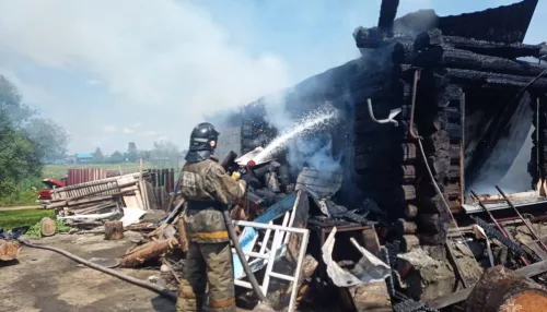 В Алтайском крае пожар уничтожил деревянную усадьбу