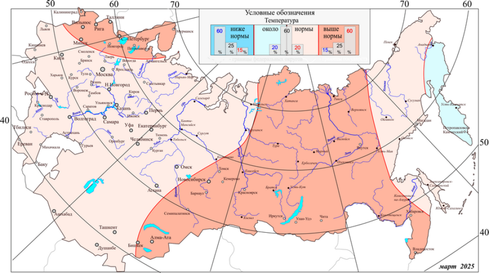 Вероятностный прогноз на отопительный период: октябрь 2024 - март 2025 года