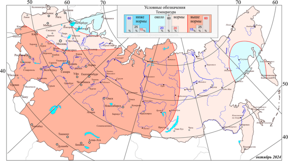 Вероятностный прогноз на отопительный период: октябрь 2024 - март 2025 года