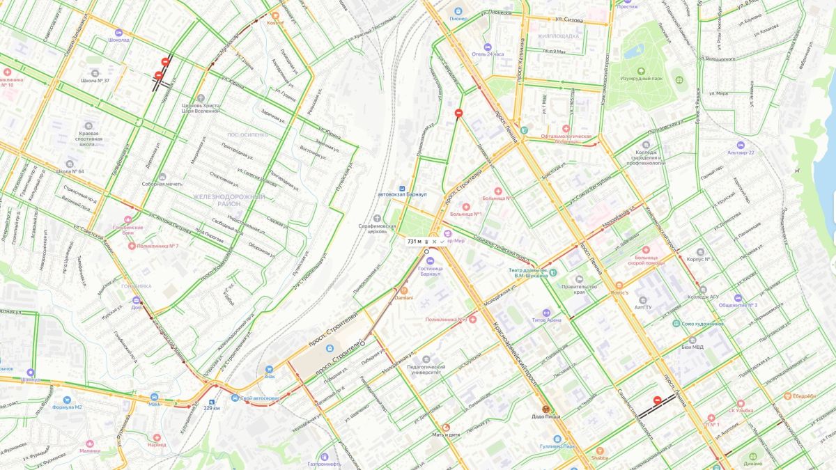 Пробки в Барнауле 11 октября