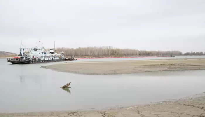 Росводоканал Барнаул углубляет дно реки в районе городских водозаборов