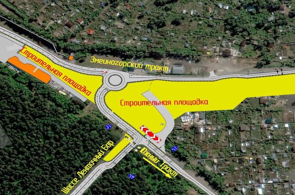 Новая схема движения на строящейся развязке на Змеиногорском тракте