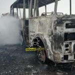 Пассажирский автобус сгорел на алтайской трассе 9 января