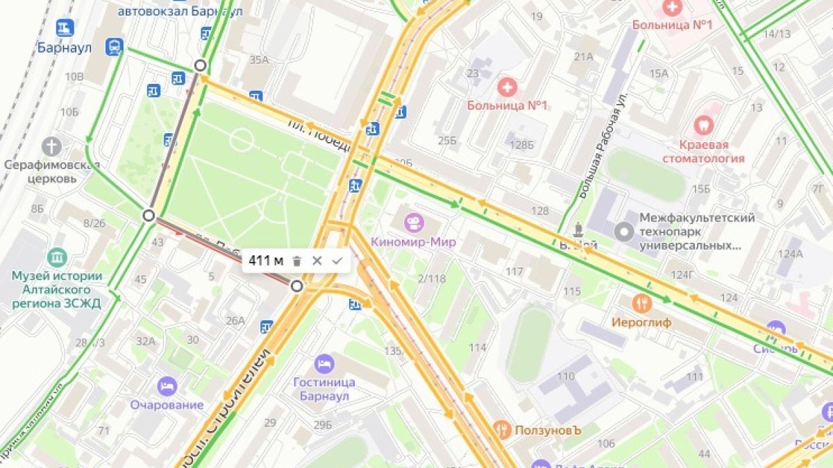 Пробки 10 ноября в Барнауле