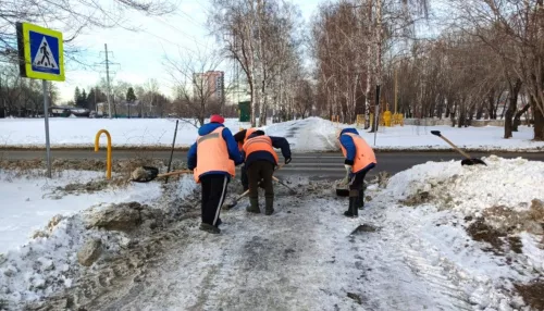 Более 25 единиц техники вышли на борьбу с гололедом в парках и скверах Барнаула