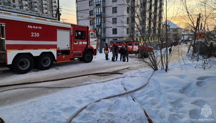 В Барнауле потушили крупный пожар в переулке Революционный