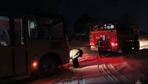 В Алтайском крае школьный автобус с детьми застрял в сугробе