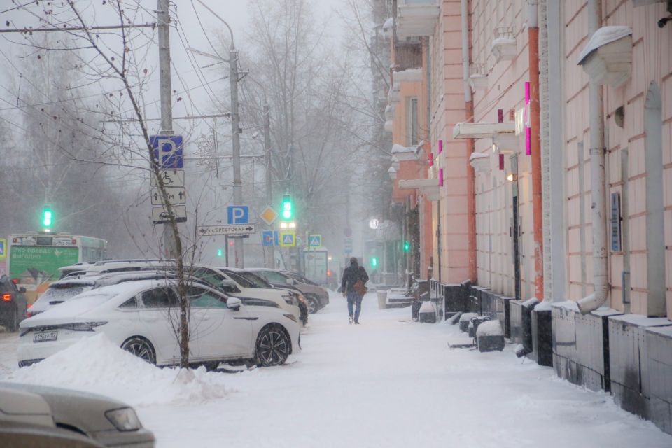 Погода в Барнауле, метель, зима