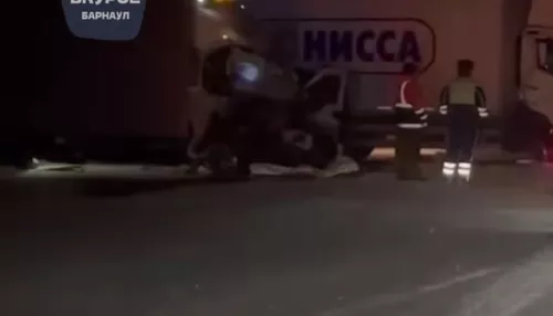 Два грузовика столкнулись на заснеженной трассе в Алтайском крае