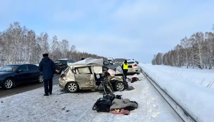 Появились фото с места смертельной аварии на бийской трассе