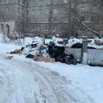 Две недели в свинарнике: в Барнауле не могут убрать мусор у детской поликлиники