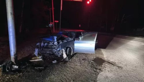 В Горном Алтае пьяный водитель врезался в опору ЛЭП, два человека пострадали