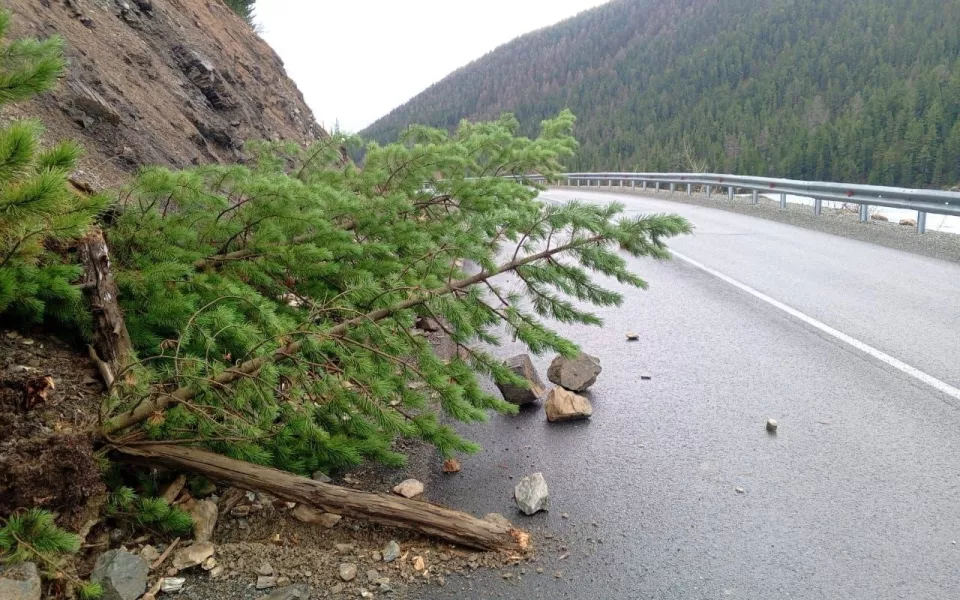 Горная порода обвалилась на дорогу в Республике Алтай