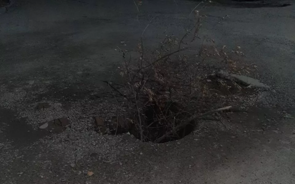 Дорожные службы избавят жителей Бийска от опасной ямы с ветками