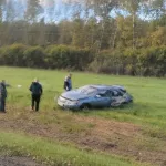 Иномарка на скорости улетела в кювет и перевернулась под Новоалтайском