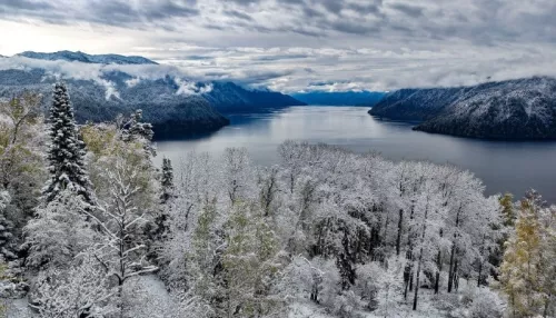 Осенние пейзажи Алтайского заповедника сменились снежными видами. Фото