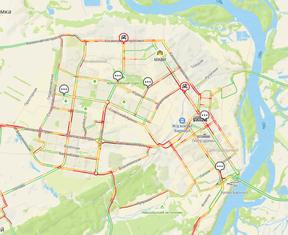 Пробки в Барнауле 7 ноября