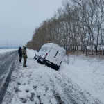 Микроавтобус с пассажирами съехал с трассы в Павловском районе Алтайского края