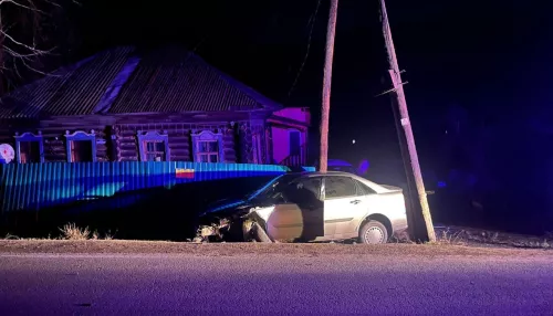 В Республике Алтай водитель врезался в столб, снес забор, а затем напился