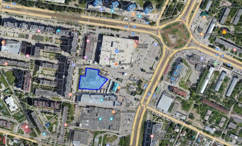 Размещение ТЦ на ул. Малахова, 86г 