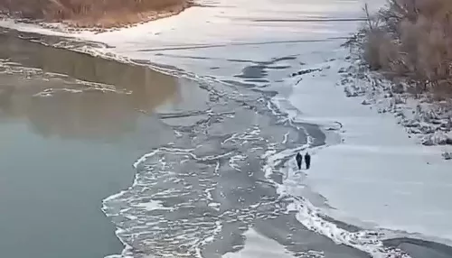 В Бийске заметили гуляющих по тонкому льду реки детей. Видео