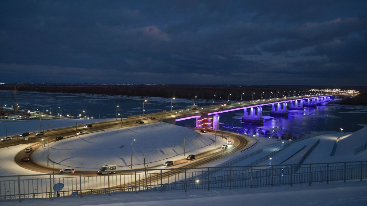 Барнаул. Новый мост. Обь. Снег.