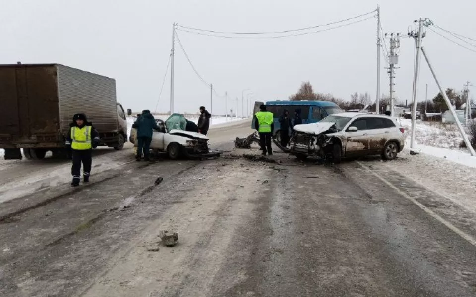 Женщина и 14-летняя девочка погибли в лобовом ДТП на трассе Барнаул Алейск