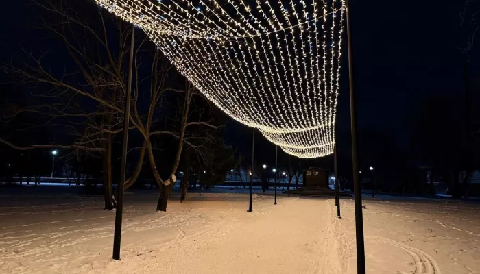 Световой потолок из 28 сияющих нитей украсил бийский парк