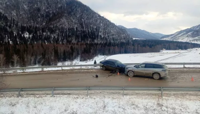 В Республике Алтай столкнулись лоб в лоб две иномарки, пострадала пенсионерка