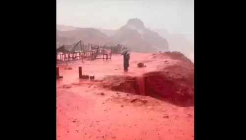 Кровавый дождь окрасил землю в багровый цвет в Иране. Видео