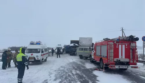 Шесть человек погибли в аварии с автобусом под Омском. Фото с места ДТП