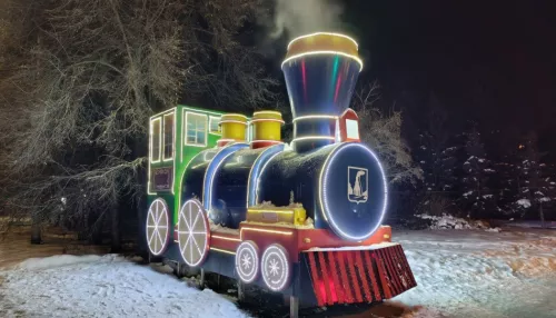 Снегири и знаменитый паровоз: как украсили Железнодорожный район к Новому году. Фото