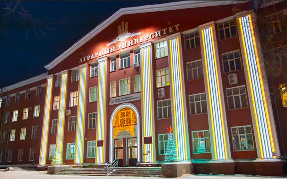 Более километра светодиодной ленты использовали для новогоднего украшения зданий АГАУ