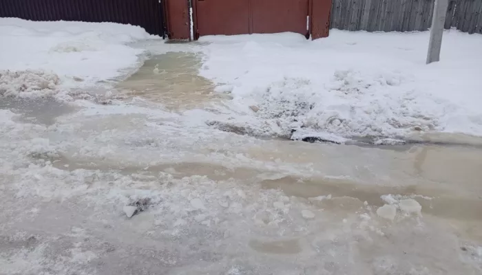 Гаражи, дворы и бани на улице в Барнауле уже две недели топит после уборки снега