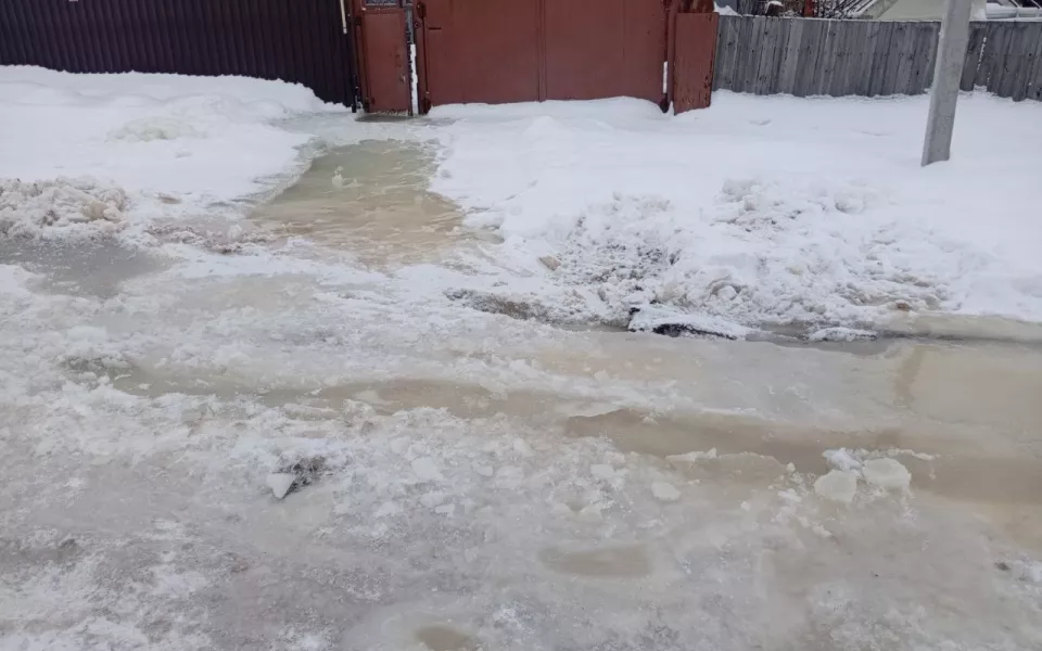 Гаражи, дворы и бани на улице в Барнауле уже две недели топит после уборки снега