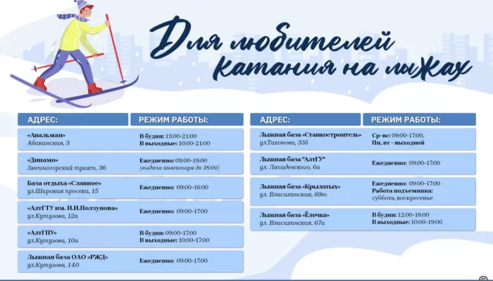 Зима в движении: где в Барнауле покататься на коньках и лыжах и сыграть в хоккей