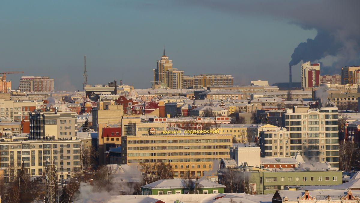 Мороз. Погода. Зима. Панорама Барнаула.