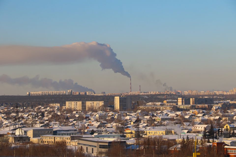 Мороз. Погода. Зима. Панорама Барнаула.