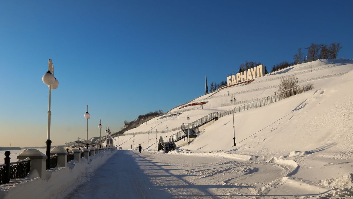 Мороз. Погода. Зима. Набережная Барнаула.