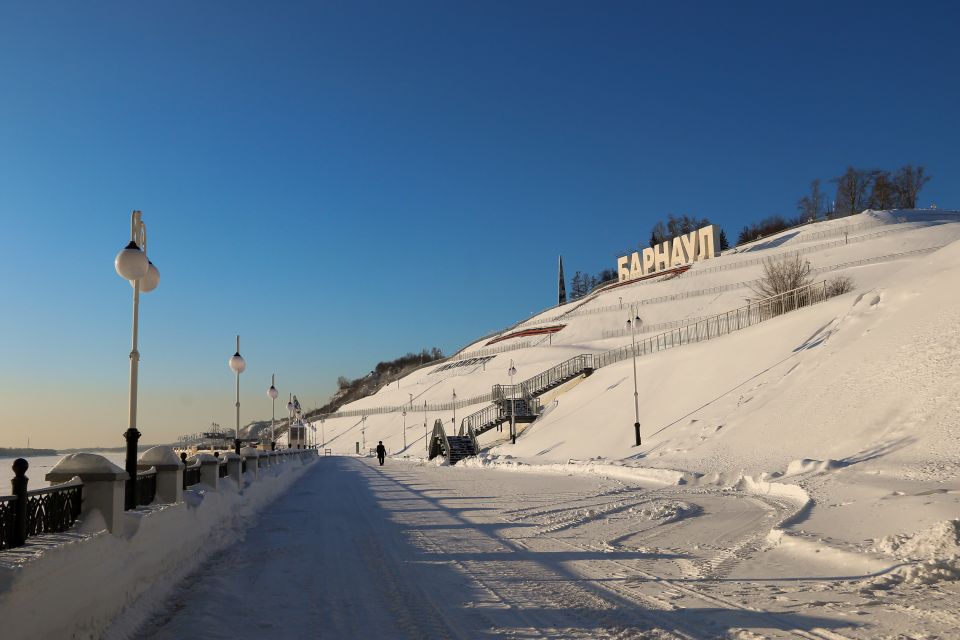 Мороз. Погода. Зима. Набережная Барнаула.